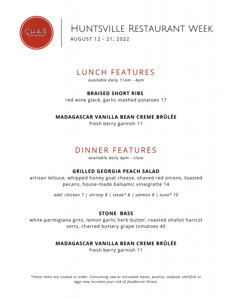 Char Huntsville Restaurant Week